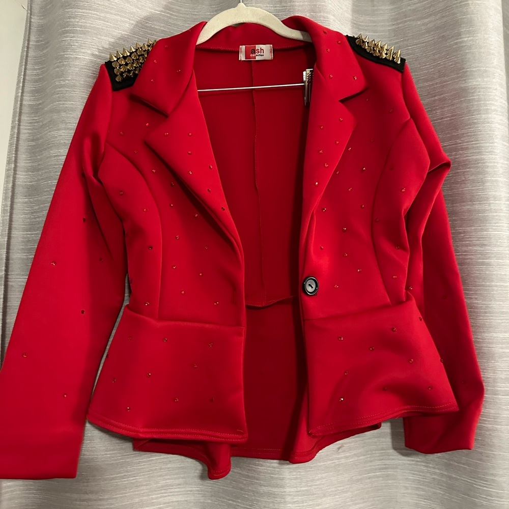 Red Bejeweled Blazer Dance Costume